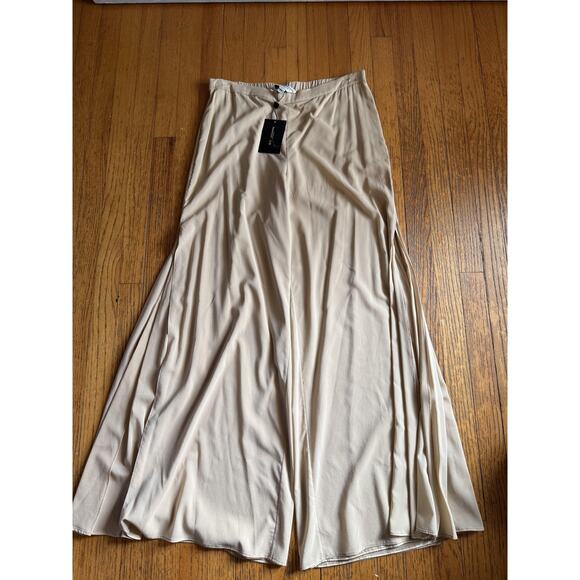 St. John Pants - St. John Evening Pants Womens 14 Light Gold Silk Blend Wide Leg Palazzo Side Zip